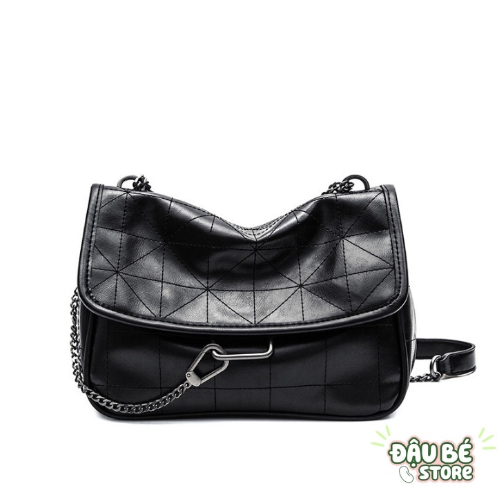 TÚI XÁCH NỮ ĐEO CHÉO HOT TREND ĐẸP ZARA MÀU ĐEN DA PU PHỐI DÂY XÍCH THỜI TRANG CÔNG SỞ  - TÚI DA ĐEO VAI - DAUBE - PK069