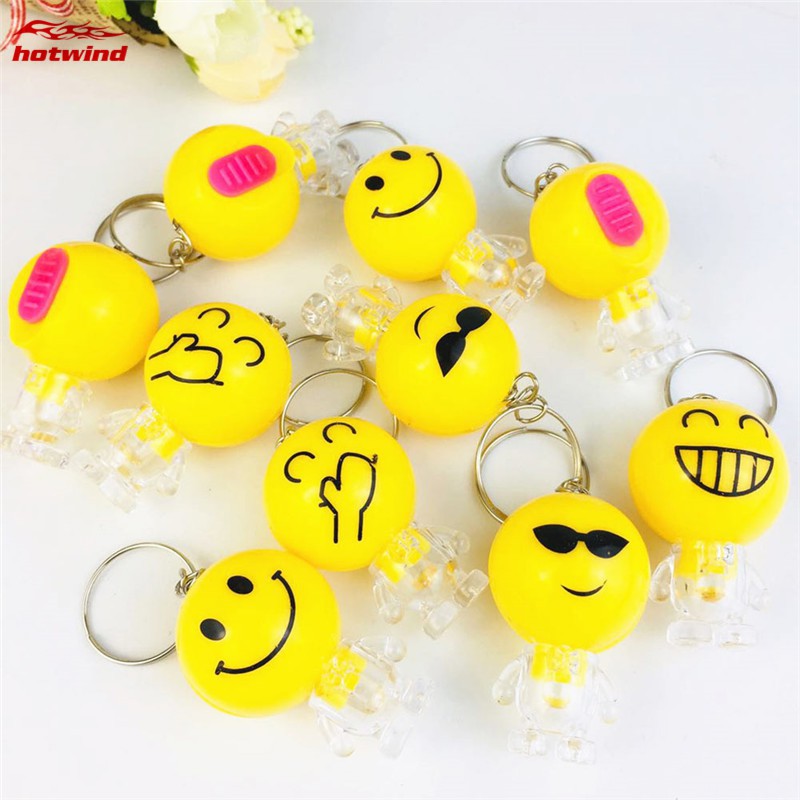 Móc Khóa Hình Emoji Có Đèn Led Dễ Thương 41x26x21mm