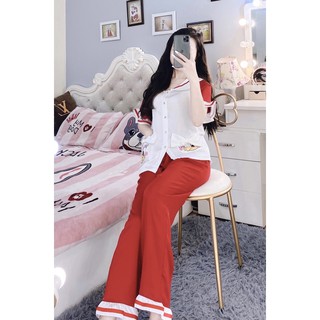 Bộ Pijama Lụa Satin Vịt Túi Nơ