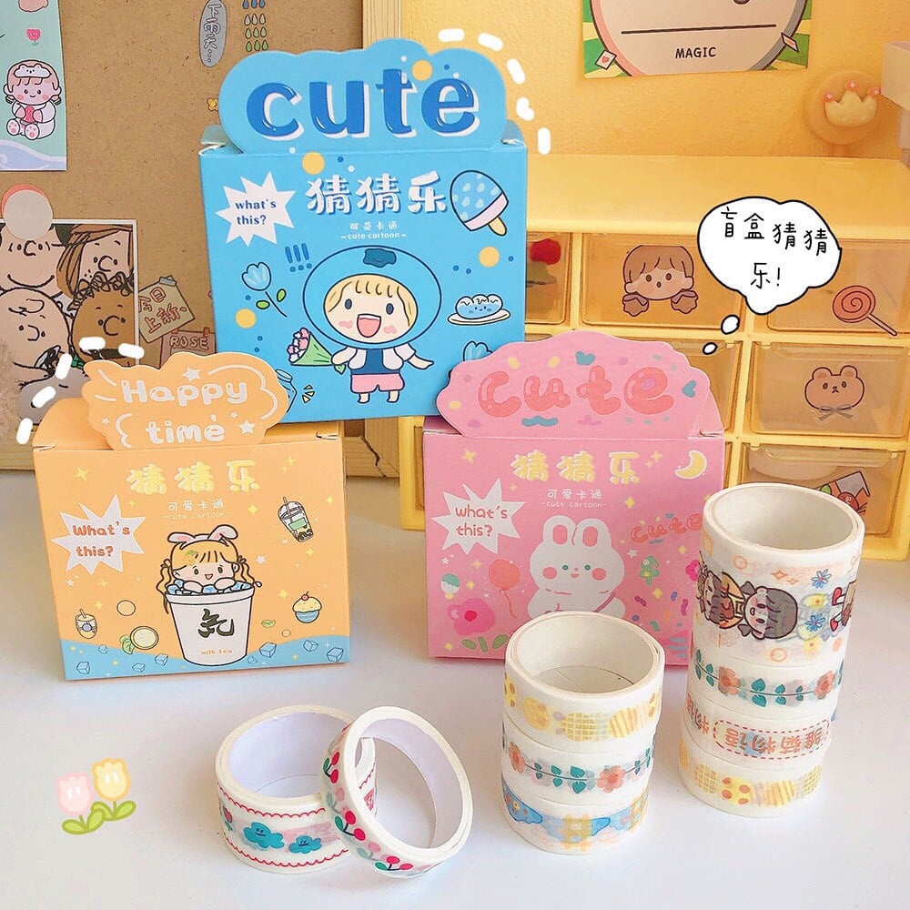 Hộp 8 Cuộn Băng Dính Washi Tape Trang Trí