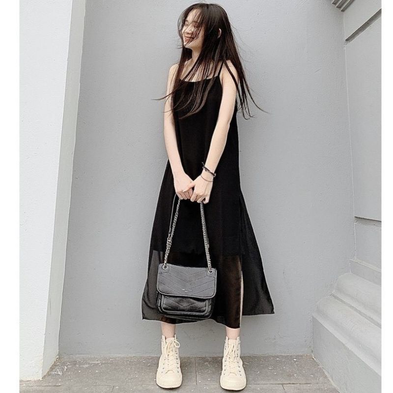 Váy maxi voan 2 dây❤️Đầm voan 2s dáng dài