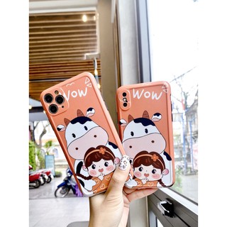 Ốp lưng hình bò sữa chất imd hàn dẻo chống bẩn cho iphone