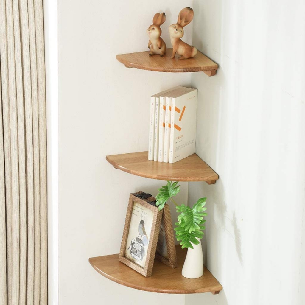 Kệ góc gỗ tự nhiên 3 tầng Vivudecor khoan tường chắc chắn , đa năng, chất lượng cao, hàng xuất khẩu