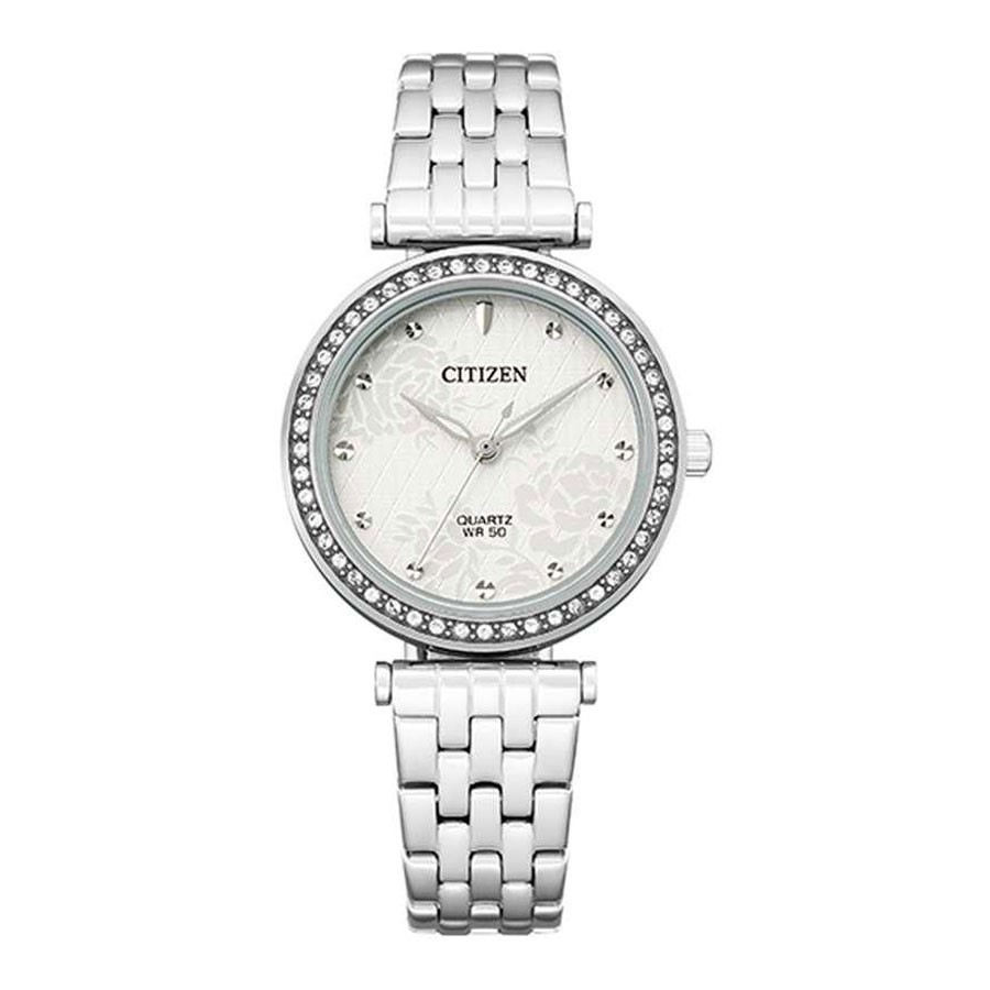Đồng Hồ Nữ Citizen Đính Đá Swarovski Dây Thép Không Gỉ ER0211-52A - Mặt Trắng