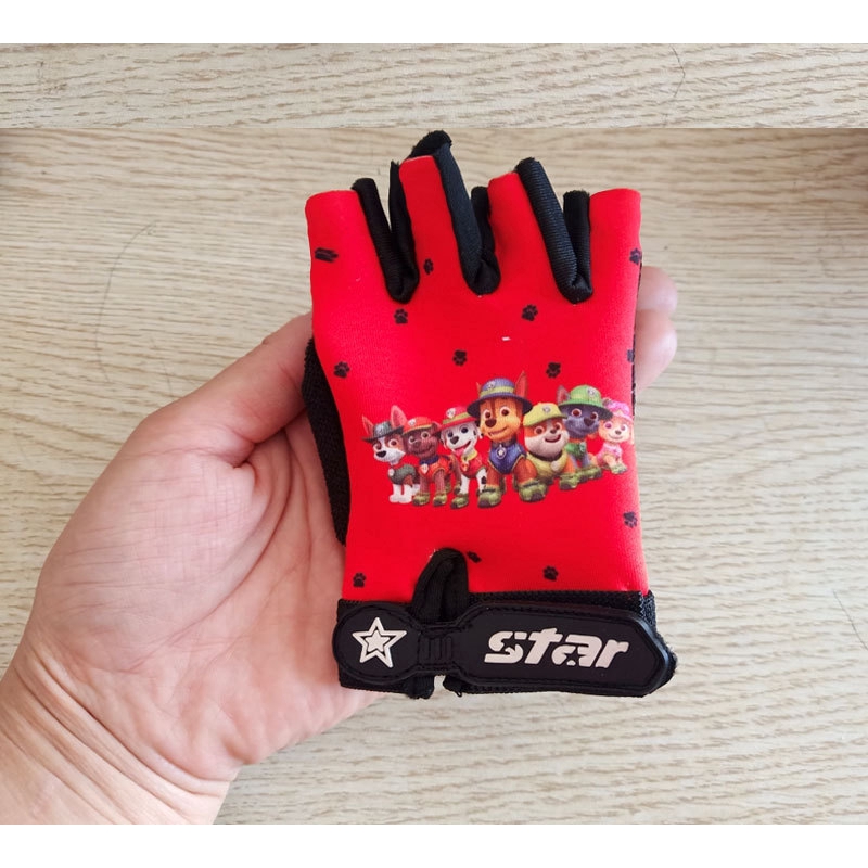 Găng tay thể thao hở ngón thiết kế chống trượt tiện dụng cho bé 2-6-10 tuổi