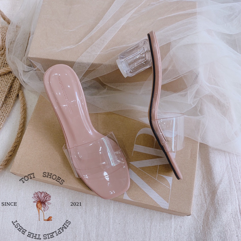 GUỐC NỮ TOTIIE SHOES - DÉP THỜI TRANG QUAI TRONG 5 PHÂN - CAO GÓT QUAI MẢNH ĐẾ VUÔNG 5CM - D11510