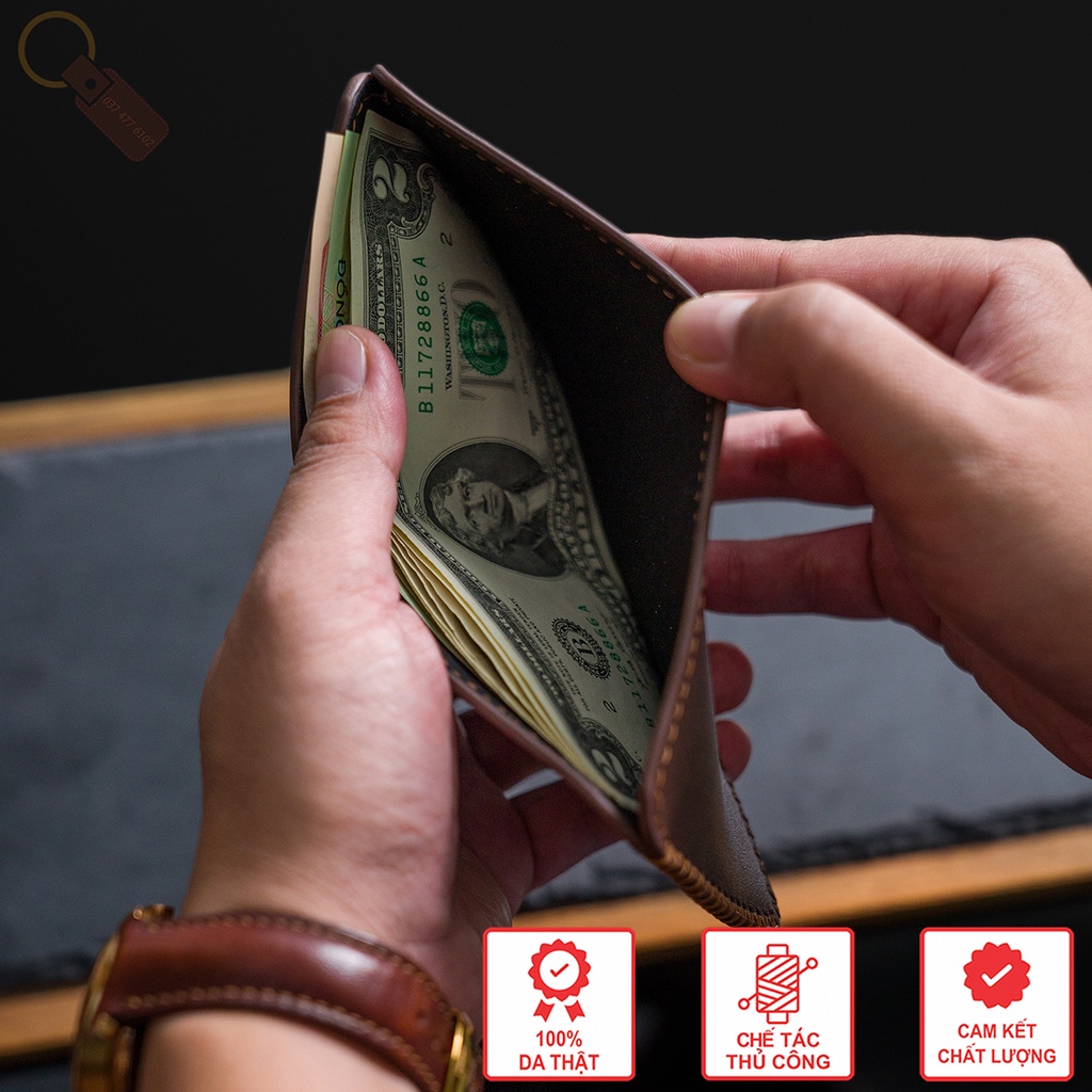 Ví 1 Ngăn Siêu Nhỏ Gọn Card Holder Minimalist - Da Bò Cao Cấp Nhập Khẩu