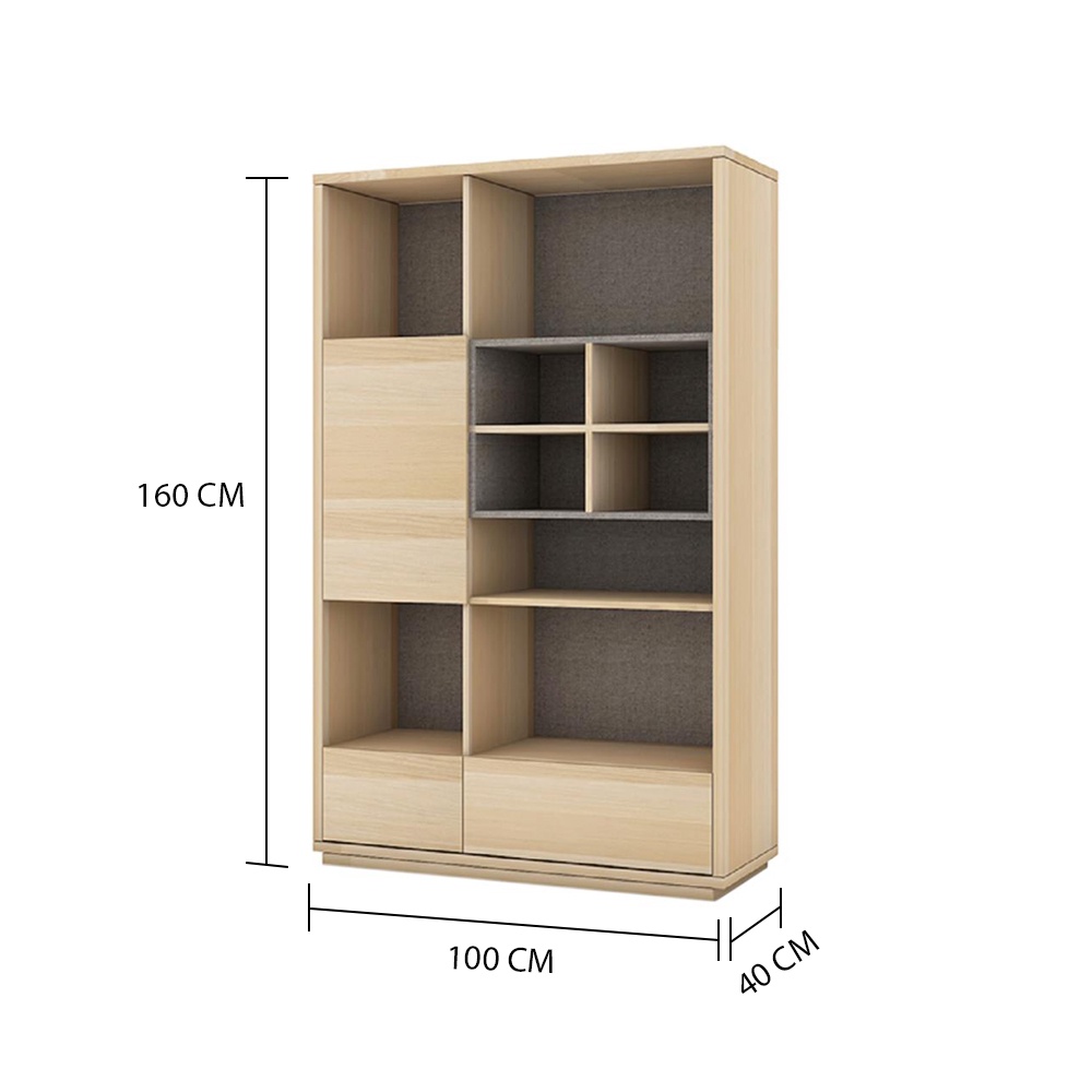 HomeBase FURDINI Tủ đựng đồ bằng gỗ ép có 11 ngăn mở dễ lắp ráp LAZIO Thái Lan W100xxH160xD40cm màu gỗ sồi cát