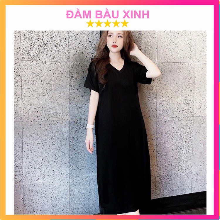 Đầm Bầu Suông Dáng Dài Váy Suông Cổ Tim Dáng Basis Chất Thun Cotton Hàng VNXK | BigBuy360 - bigbuy360.vn