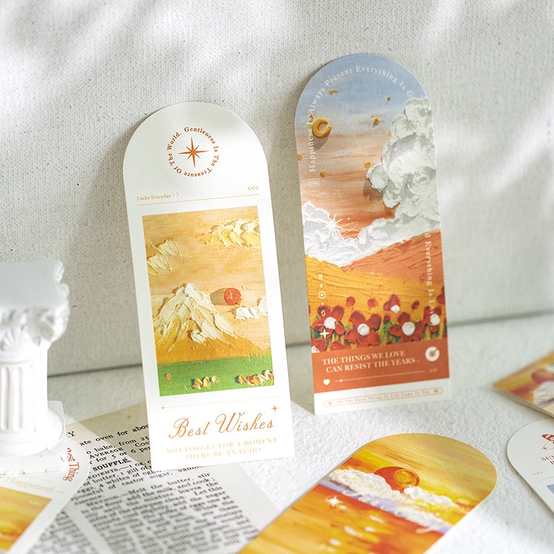 Bộ 10 Thẻ Đánh Dấu Trang Sách Hình Phong Cảnh Lãng Mạn