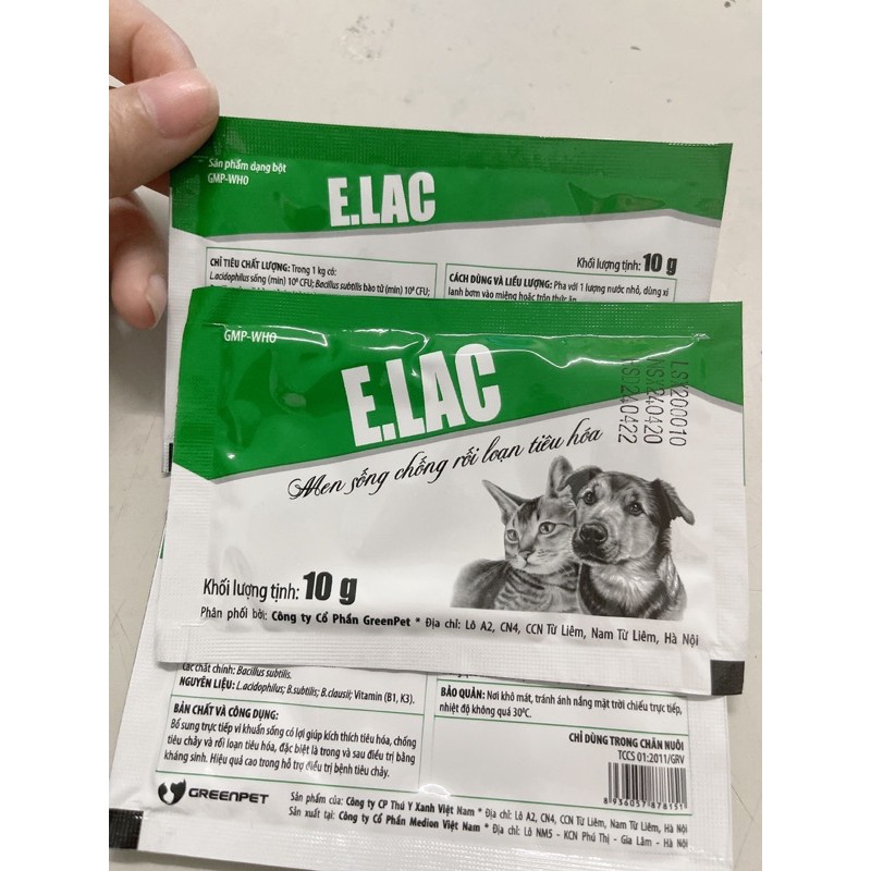 Men tiêu hoá cho mèo cho chó Elac 10g -Greenpet / Men sống phòng rối loạn tiêu hoá cho chó mèo 10g