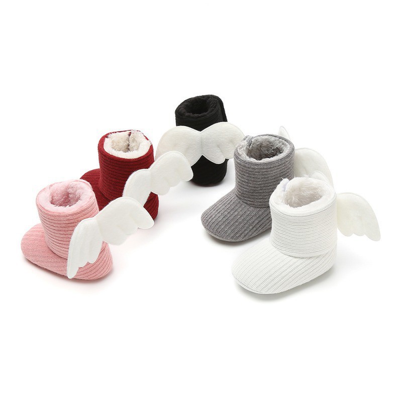Babyme Winter Knitted Shoes Cute Baby First Walkers Kids Newborn Toddler Super Warm Wings Boots