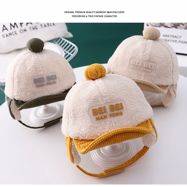 Mũ lưỡi trai che tai giữ ấm thời trang thu đông cho bé