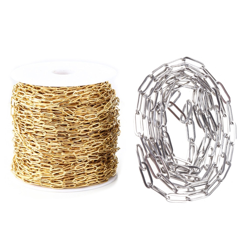 Dây Xích Giấy Bằng Thép Không Gỉ Rộng 4mm Hình Oval Dùng Làm Vòng Tay / Vòng cổ DIY