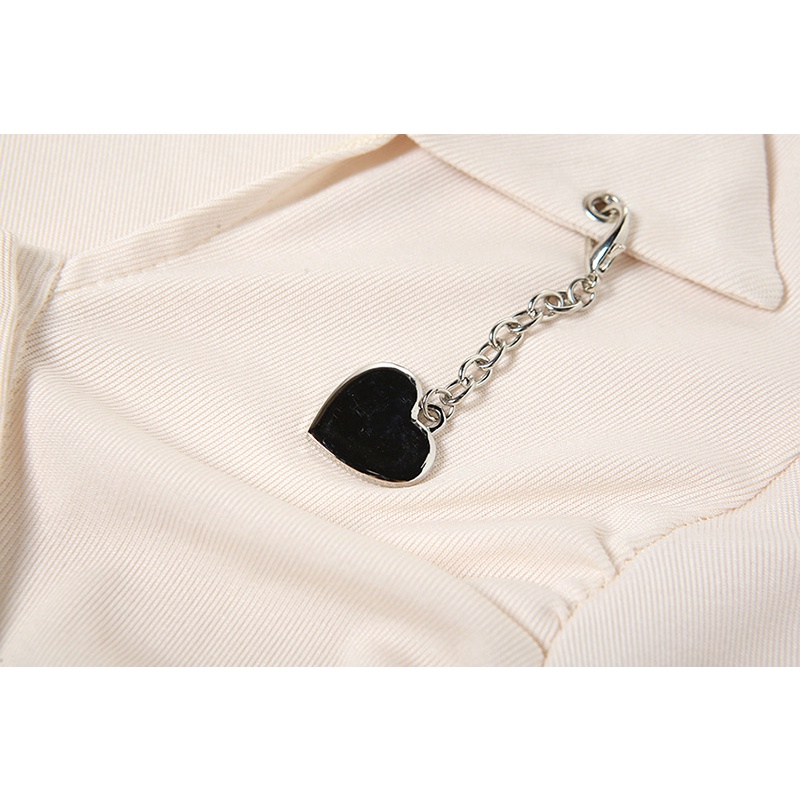 Áo Thun Ngắn Tay Phối Nút Và Dây Xích Thời Trang Cho Nữ