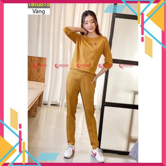 Đồ bộ nữ CARDINA quần dài tay lỡ bộ chun chất cotton cao cấp