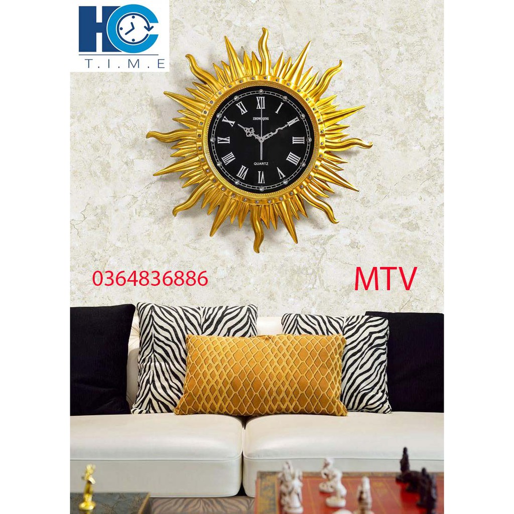 Đồng hồ treo tường trang trí cao cấp  Ông Mặt Trời MTV kích thước 65 cm