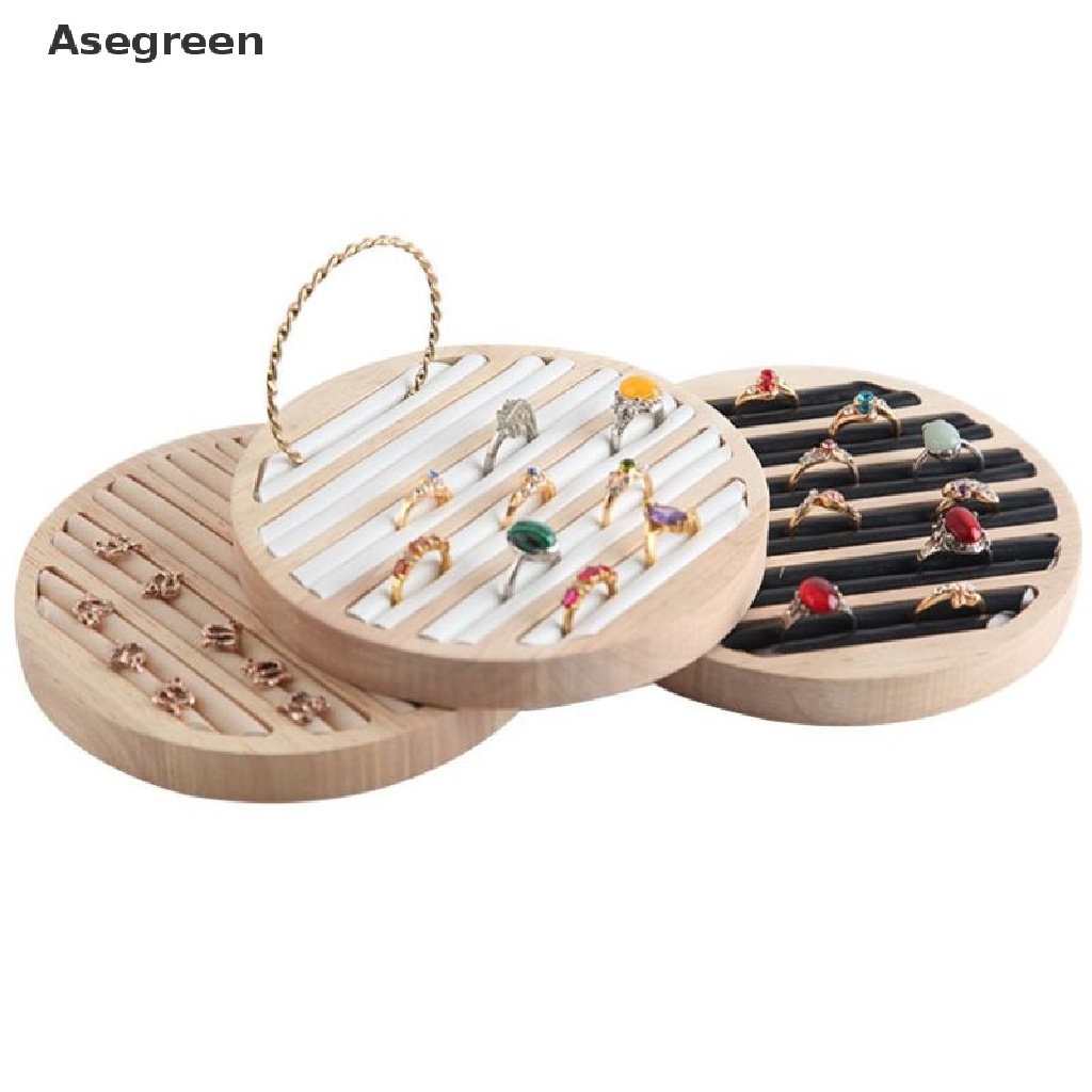 Hộp Gỗ Tròn Phẳng Trưng Bày Trang Sức Phong Cách Vintage