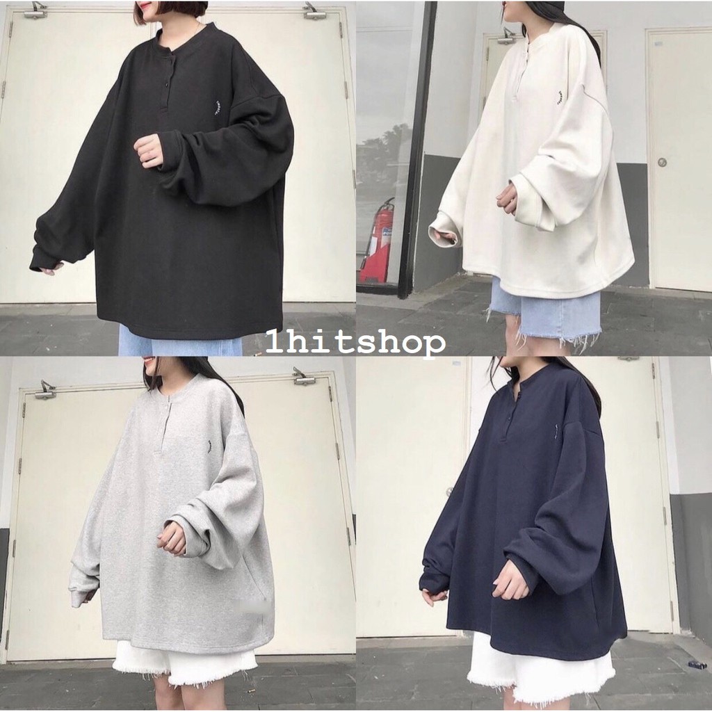 Áo SWEATER CỔ TRỤ THÊU CHỮ Ulzzang Unisex 1hitshop | BigBuy360 - bigbuy360.vn