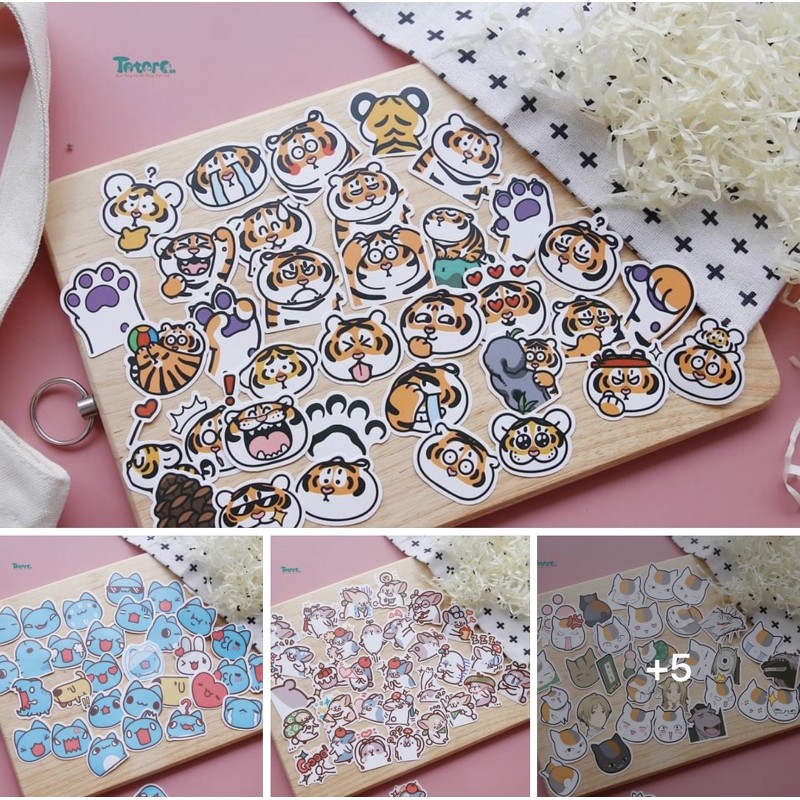 Sticker dán nhiều miếng hình Mèo Capo Hổ Béo Chó Shiba Chó Bull Mèo Nyanko Among us Marvel và nhiều hình dễ thương khác