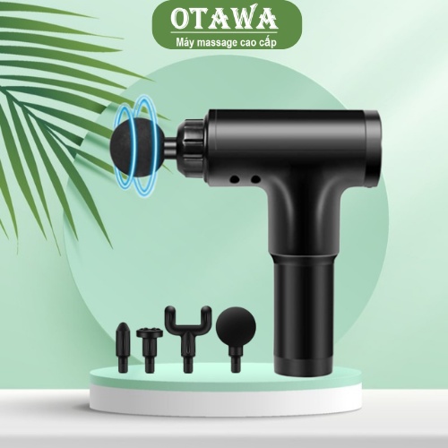 Máy massage cầm tay OTAWA đấm lưng mát xa cổ vai gáy chân bụng - Súng mát xa cầm tay cao cấp 4 đầu 6 chế độ MS02