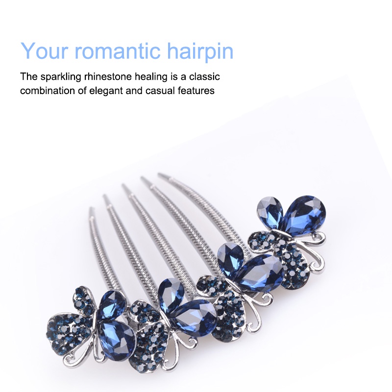 Lược Cài Tóc Đính Đá Hình Bướm Xinh Xắn