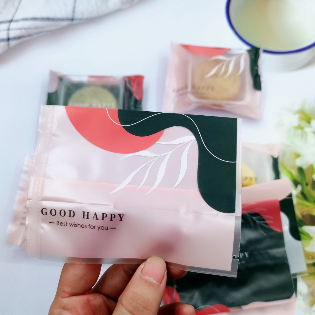 100 Túi Đựng Bánh Kẹo, Bao Bì Đựng Trà, Bánh Kẹo Họa Tiết Good Happy 4 in1 - VUA BAO BÌ