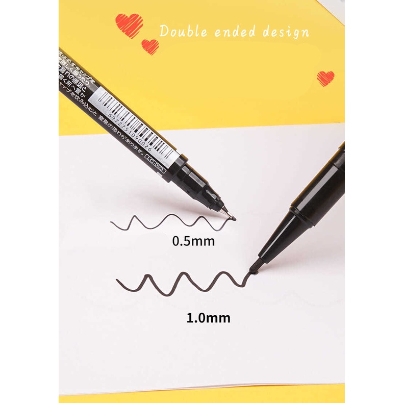Bút Lông Đánh Dấu Hai Đầu Nhỏ Màu Đen Dùng Vẽ Tranh Cho Học Sinh cái bút bút highlight Bút mực bút lông dầu bút lông thiên long
