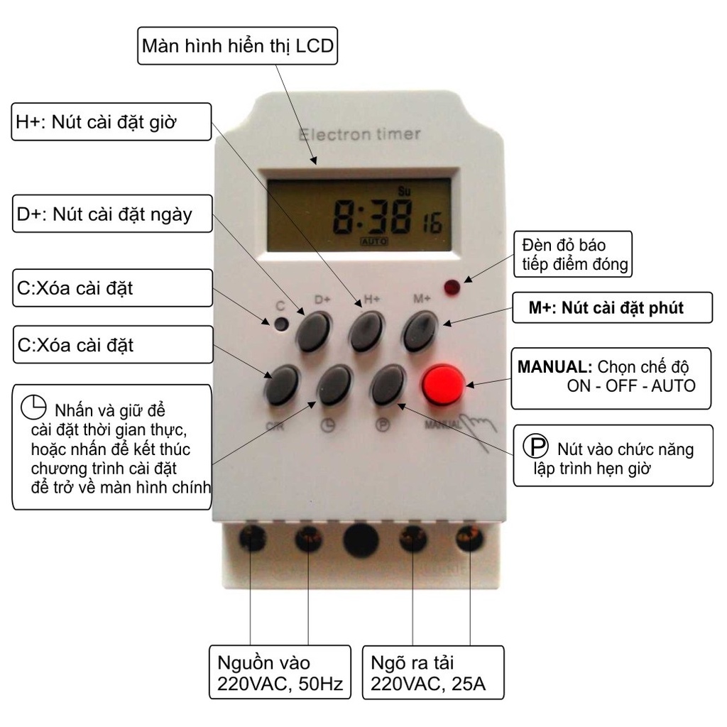 Đồng hồ hẹn giờ tự động điện tử - đồng hồ pin - hen giờ KG316