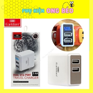 Bộ sạc 2 cổng Earldom ES -193, sạc nhanh 3.4A có màn hình hiển thị dòng sạc - phukien_ongbeo