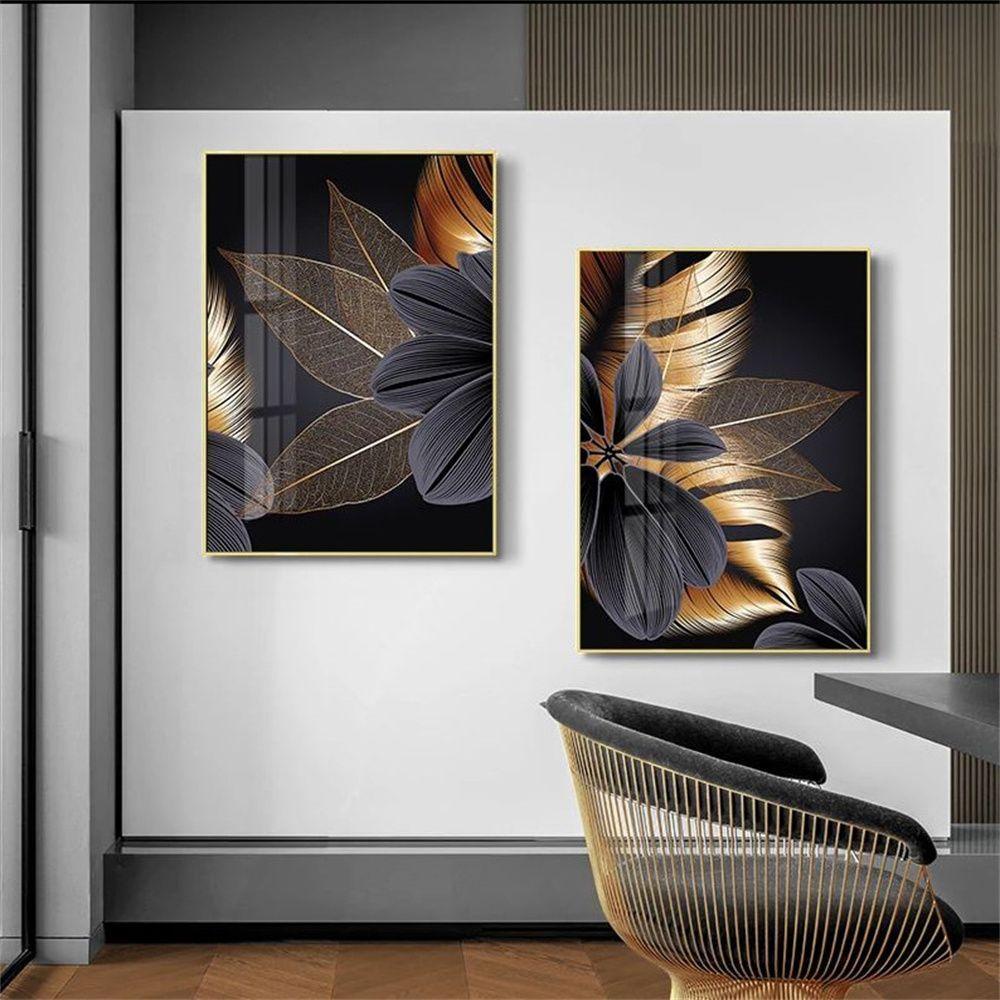 LONTIME Tranh Canvas Treo Tường Trang Trí Màu Vàng Đen Hiện Đại