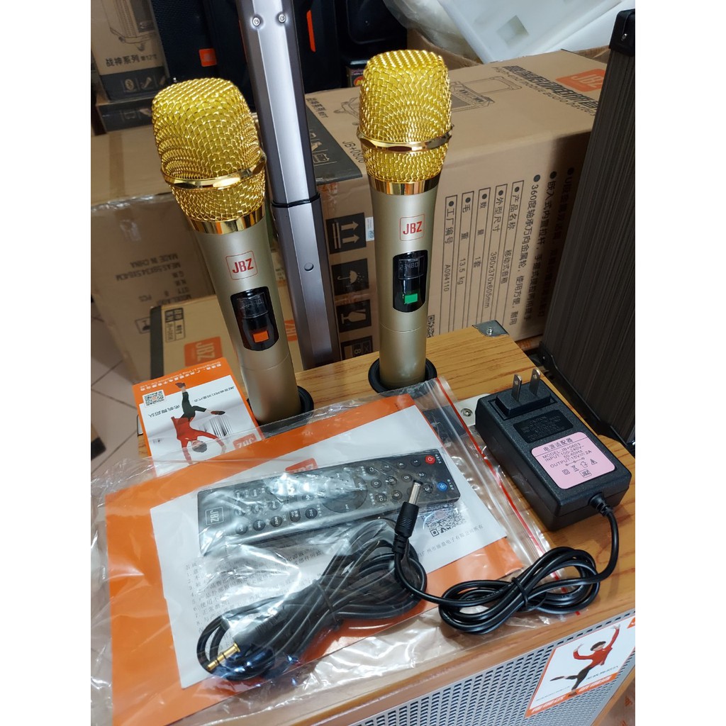 Loa kéo karaoke di động JBZ 0803 bass 2 tấc (0603-1003-1203) kèm 2 micro nhôm UHF không dây