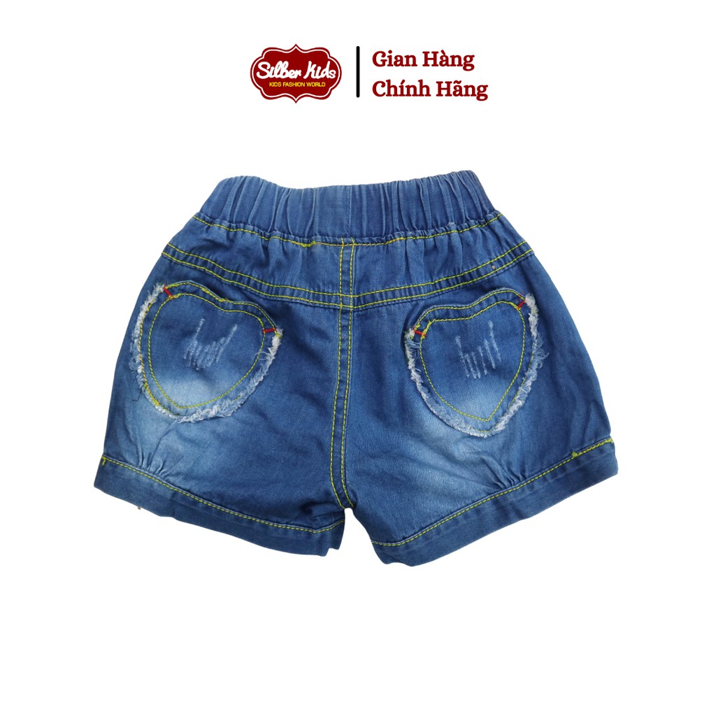 [Mã BMBAU50 giảm 7% đơn 99K] Quần Shorts Jean Bé Gái 9-25kg Đính Cúc Gấu SILBER KIDS