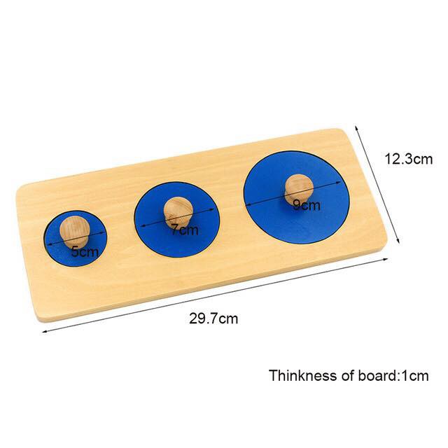 Giáo cụ Montessori 0-3 tuổi - Ghép 3 hình hình tròn to nhỏ - LOẠI TO ĐẸP