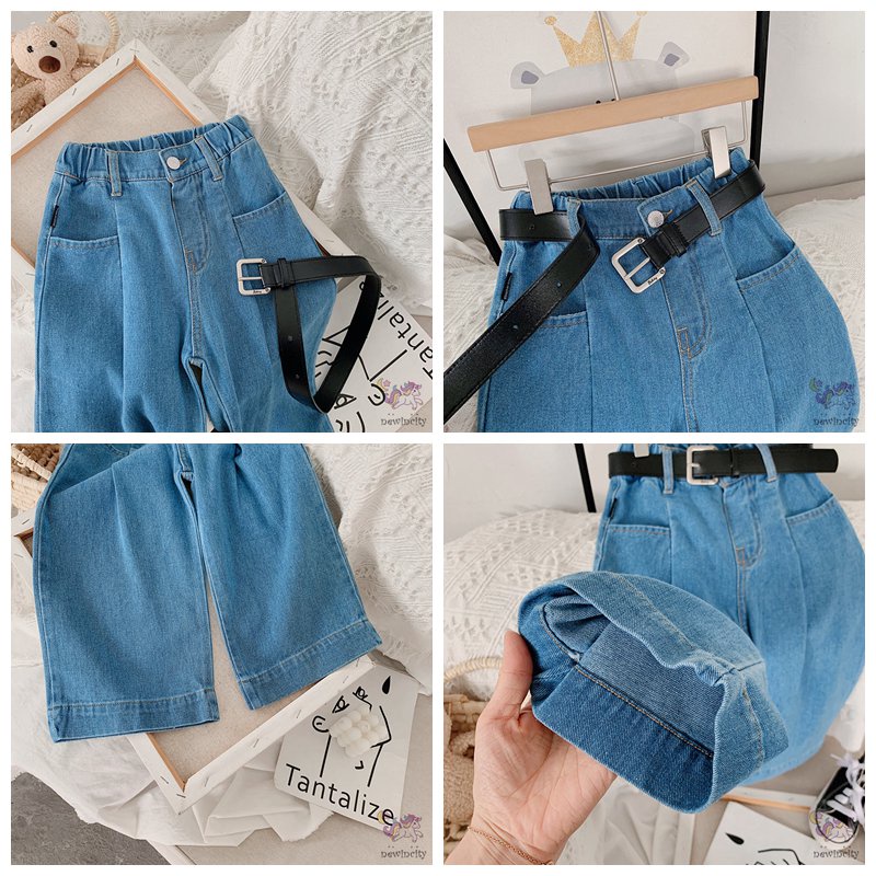 Quần jean ống rộng thời trang mùa thu Hàn Quốc năng động cho bé gái