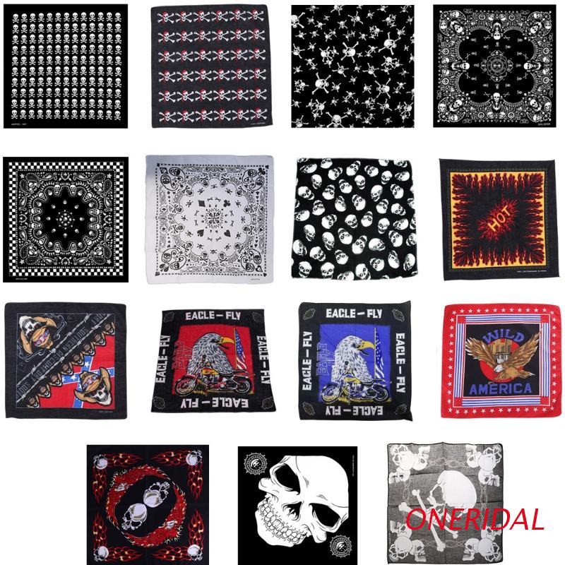 Khăn bandana họa tiết đầu lâu bằng cotton phong cách sành điệu đa dạng tùy chọn 54x54cm