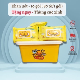 Khăn giấy ướt Duck con vịt vàng kute siêu hot Combo 10 bịch luôn thùng nhựa