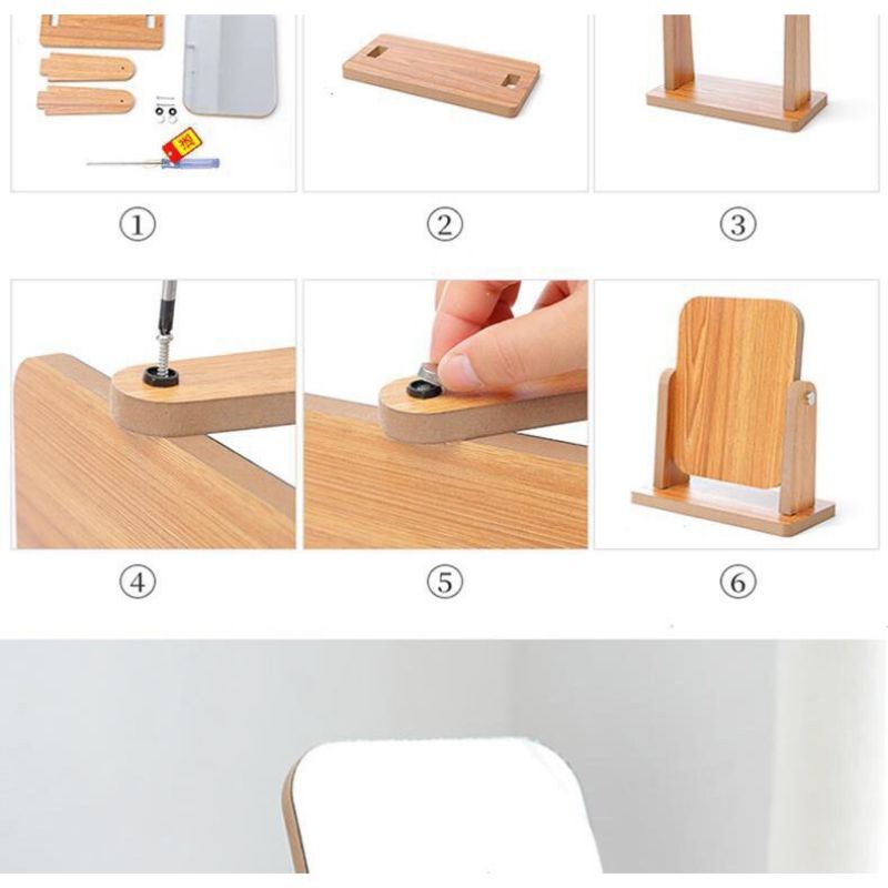 Gương Trang Điểm Để Bàn Bằng Gỗ Dovaty G3 Phong Cách Hàn Quốc