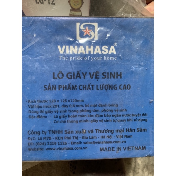 Lô giấy kín vinahasa LG-12 chống nước  cao cấp, vật liệu inox 201, dầy 0,6mm, bề mặt đánh bóng
