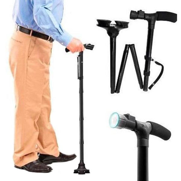 [FREESHIP] Gậy Người Già Gấp Gọn Trusty Cane Chống Trượt Có Đèn Pin.