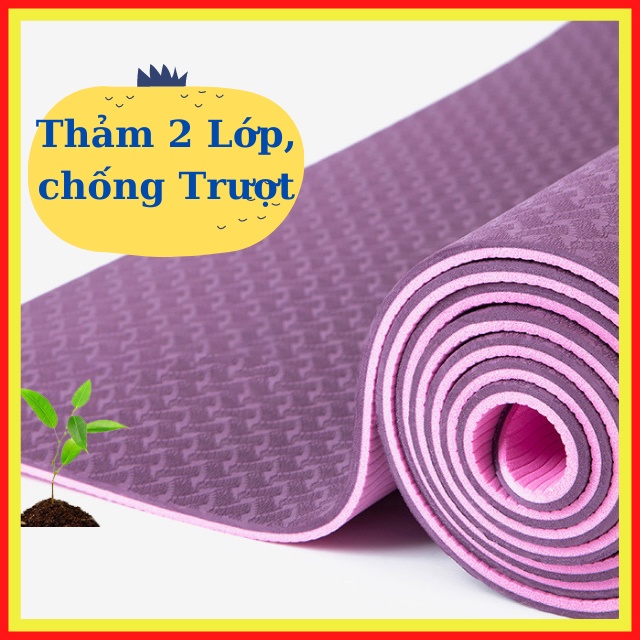 Thảm Tập Yoga 2 Lớp Chống Trượt Không Mùi Thảm Tập Gym Thể Thao Dày 6mm Chất Liệu TPE Chống Trượt, Không Mùi (KDT)