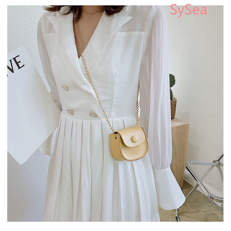 Túi Xách Mini Phối Dây Xích Phong Cách Thời Trang Hàn Quốc Dành Cho Nữ