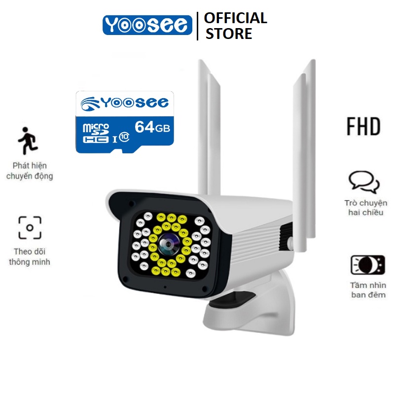Camera wifi yoosee 4 râu FULL HD 5.0Mpx trang bị 36 led , đàm thoại 2 chiều, Chuyên dụng ngoài trời BH 5 năm