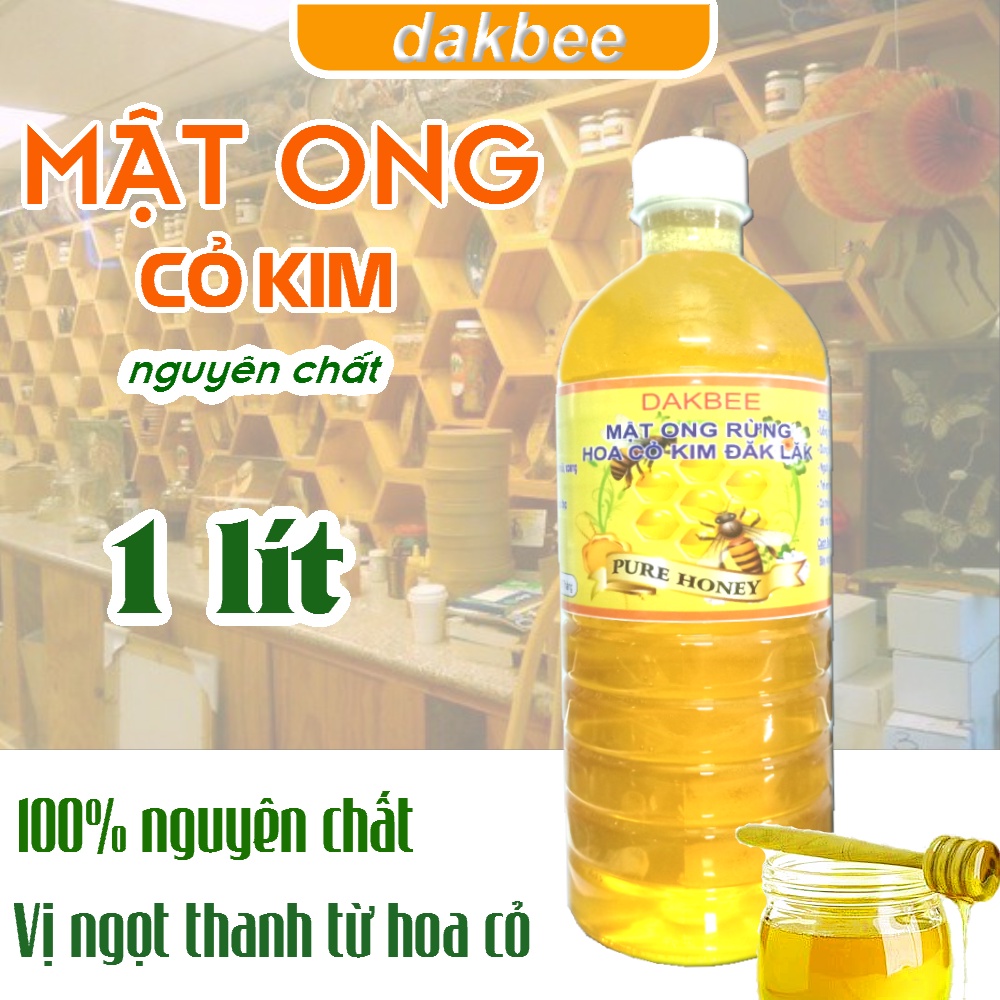 1 LÍT Mật ong rừng hoa cỏ kim nguyên chất - dakbee - giàu dinh dưỡng, tăng cường sức đề kháng