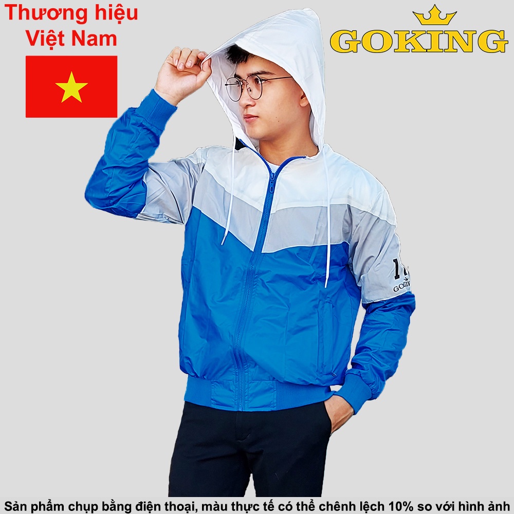 Áo khoác dù teen nam nữ GOKING, phối 3 màu thời trang. Áo gió chống nắng gió lạnh, giữ ấm tốt. Hàng Việt Nam cao cấp