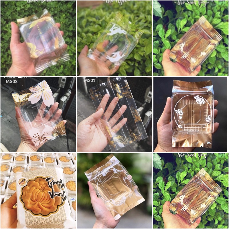 Khay túi trung thu Hạc- mai cúc- sóng 200gr-250gr (100 bộ)