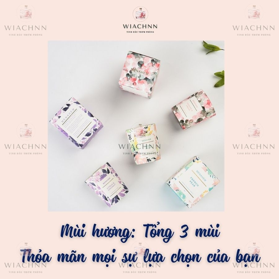 Nến Thơm Tinh Dầu Thơm Phòng Menahem Thư Giãn Không Khói Mùi Hương Hoa Hương thơm Thanh Mát Cao Cấp