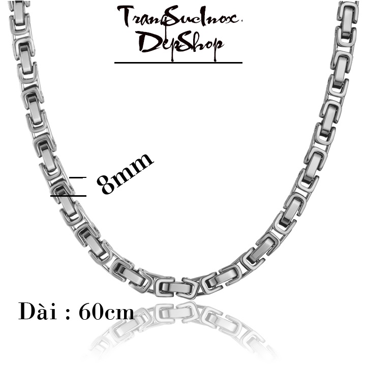 Dây chuyền nam inox kiểu dây sên 8mm trơn sáng bóng không đen, không gỉ đem lại vẻ đẹp nam tính mạnh mẽ cho người đeo