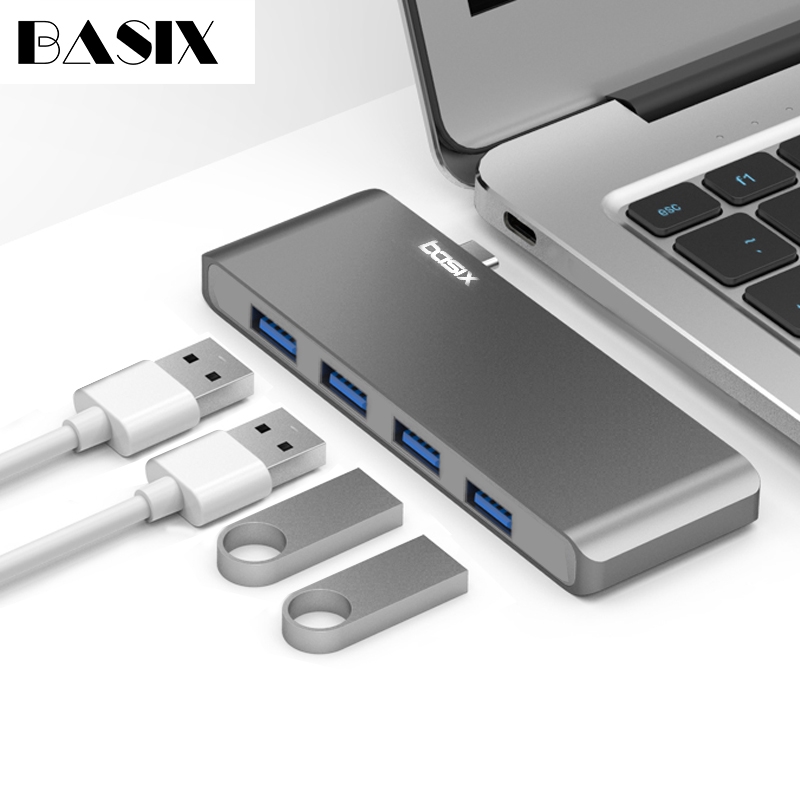 Bộ Chia 4 Cổng Usb 3.0 Hub Usb 3.1 Type C Bằng Nhôm Cho Macbook