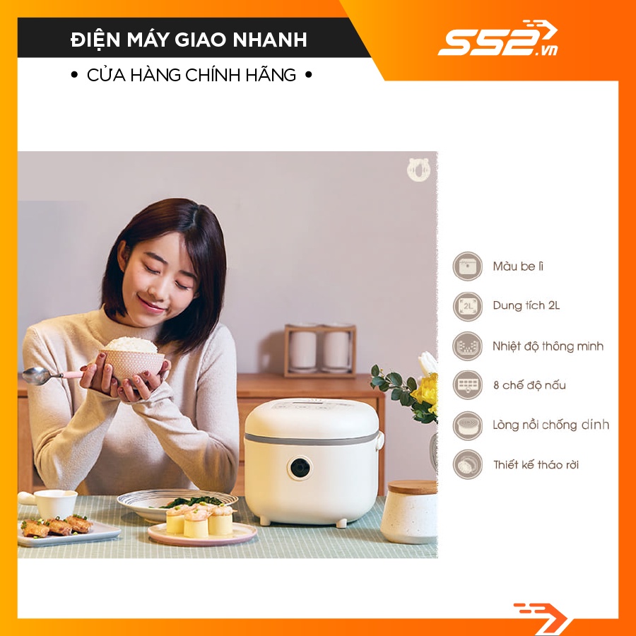 Nồi cơm điện thông minh Bear 2 lít SUBE015 - Bảo Hãnh Chính Hãng